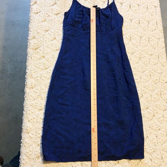 Vintage VTG Y2K xhilaration Dress - Small - Blue Black Floral Cinch Bust Mini - Picture 7 of 10